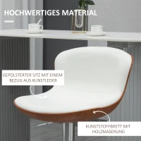 HOMCOM 2er-Set Barhocker, höhenverstellbar, Metallgestell, drehbarer Sitz, Cremeweiß(m-7)