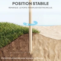 Outsunny Parasol de plage Ø 1,85 m, grand parasol inclinable, style hawaïen, hauteur du mât réglage, sac de transport , kaki(m-6)