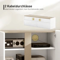 HOMCOM TV-Kommode für 65-Zoll-Fernseher, Fernseh-Schrank mit Soft-Close-Türen, anpassbare Regale, Kabellöcher, für Wohnzimmer, Weiß(m-6)
