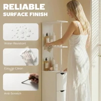 HOMCOM Slim Bathroom Storage Cabinet with Drawers, Tall Bathroom Cupboard with 2-Tier Shelf, White(m-6)