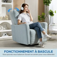 HOMCOM Fauteuil inclinable, fauteuil de relaxation avec repose-pieds, pivotant à 360°, basculant, 82 x 90,5 x 101 cm, gris-bleu(m-6)
