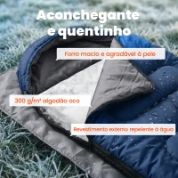 Outsunny Saco-Cama para Adulto Leve e Compacto para 3 Estações Impermeável Portátil Tamanho Pequeno para Acampar Azul-Marinho(m-4)