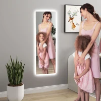 HOMCOM LED Ganzkörperspiegel, dimmbar, rahmenlos, Touch-Steuerung, 40 x 120 cm(m-9)