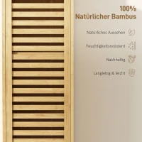 HOMCOM Badezimmerschrank schmal, Hochschrank mit 3 offenen Regalen, verstellbaren Regalen, Lamellentür, 34 x 30 x 170 cm Natur(m-6)