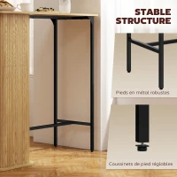 HOMCOM Table Haute Mange Debout, Table de Bar avec 3 Étagères de Rangement et Pieds en Métal, 112x50x106cm, Bois Naturel(m-6)