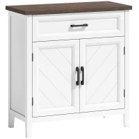 HOMCOM Wohnzimmer-Buffet, Aufbewahrung mit 2 Türen, Schublade und verstellbarem Einlegeboden, 76 x 35 x 80 cm, weiß(m-1)