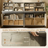 HOMCOM Industrieller Sekretär-Schreibtisch mit Regalen und Metallrahmen 100 cm Naturholz und Schwarz(m-5)