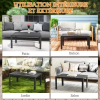 Outsunny Table basse de jardin table d'appoint de patio rectangulaire, cadre en acier, plateau à lattes, 101,5 x 61 x 46 cm, gris(m-5)