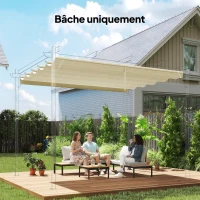 Outsunny Toile de toit pour pergola tonnelle rétractable de 3 x 3 m - toile uniquement 250 x 255 cm crème(m-2)