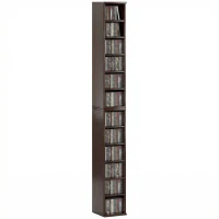 HOMCOM Lot de 2 étagères colonnes armoire de rangement CD-DVD 12 compartiments 21 x 22,5 x 88,5 cm capacité 204 CD marron(m-11)