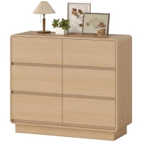 HOMCOM 100 cm Sideboard, Buffetschrank mit 6 Schubladen, Kommode für Küche, Wohnzimmer, Esszimmer, Naturholz(m-10)