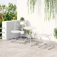 Outsunny Ensemble de jardin bistro 3 pièces 2 chaises pliantes et table ronde en métal époxy et plateau mosaïque - blanc(m-10)
