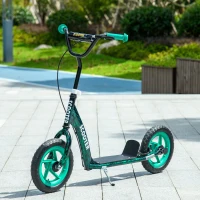 AIYAPLAY Trottinette patinette scooter enfant grandes roues de 6 à 12 ans hauteur réglable frein arrière béquille vert(m-10)