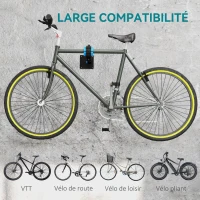 HOMCOM Support de réparation de vélo réglable en hauteur, pince rotative 360°, charge max. 25kg, 41-60x13x13cm, noir(m-6)