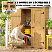 Outsunny Abri de Rangement en Bois, Cabane de Jardin avec 2 Étagères, Marron(m-7)