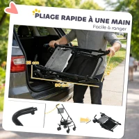 PawHut Poussette pour Chien Pousse-Chien 3 en 1 Détachable Pliable Nacelle Amovible et Sans Fermeture Éclair Suspension Gris(m-7)