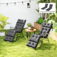 Outsunny Lot de 2 coussins de chaise longue coussin bain de soleil épais, confortable - 6 attaches, 190 x 56 x 10 cm, gris foncé(m-2)