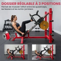 SPORTNOW Presse à Cuisses Professionnelle Machine Musculation Jambes et Hack Squat 455kg Appareil Réglable 185x120x140cm Rouge(m-6)