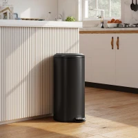 HOMCOM Mülleimer 30L Treteimer Abfalleimer mit Deckel Fußpedal Inneneimer, Soft-Close-Funktion 36 x 30 x 63,5 cm, Schwarz(m-2)