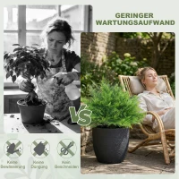 HOMCOM Künstliche Boston-Farn-Büsche UV-beständig, Kunstpflanzen mit Stäben, Set aus 2, 60 cm für Garten, Veranda(m-5)