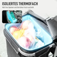 HOMCOM 3-in-1 Einkaufstrolley klappbar mit 40L Kapazität belastbar Trolley bis 25kg mit Kühlfach Schwarz(m-5)