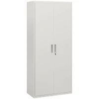 HOMCOM Aktenschrank, Büroschrank, 5 Regale, Metall, 80B x 40T x 180H cm, Weiß(m-1)