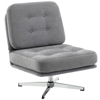 HOMCOM Drehbarer Akzentstuhl, gepolsterter Lesesessel mit Chenille, breitem Sitz, Federkissen und Metallbeinen, Hellgrau(m-1)