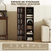 HOMCOM Lot de 2 étagères colonnes armoire de rangement CD-DVD 12 compartiments 21 x 22,5 x 88,5 cm capacité 204 CD marron(m-4)