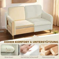 HOMCOM Sofa 2 Sitzer kleine Couch mit Sherpa-Fleece-Optik 137 cm für Wohnzimmer Cremeweiß(m-4)
