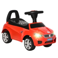 HOMCOM Porteur enfants voiture, véhicule à pousser avec coffre à jouets, klaxon, phares et musique, 63,5 x 28 x 36 cm, rouge(m-11)