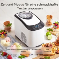 HOMCOM Eismaschine ohne Vorfrieren mit eingebautem Kompressor, 1,5L, Weiß(m-5)