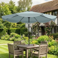 Outsunny Parasol de grădină exterior rotund înclinabil cu 3 poziții cu 8 spițe și faldon, Φ265 x 235 cm, Albastru(m-6)