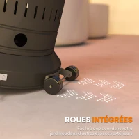 Outsunny chauffage exterieur terrasse, parasol chauffant gaz portable 11 KW niveaux de chauffe réglable 82x82x223cm noir(m-8)