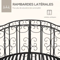 Outsunny Pont de Jardin Pont en acier avec Garde-corps latéraux, Charge Maximale 120 KG, décoration Jardin, 119 x 67 x 70 cm noir(m-4)