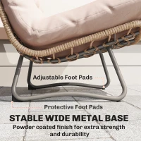 Outsunny Set di Mobili da Giardino 4 Pezzi con Divano 2 Posti, 2 Poltrone, Tavolo con Piano in Vetro, Sseduta Larga e Profonda, Cuscini Spessi(m-4)
