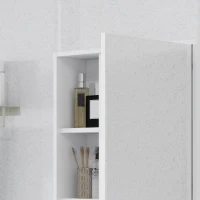 kleankin Armoire murale salle de bain avec miroir, meuble salle de bain, 5 compartiments et étagère réglable, 60x15x76cm, blanc(m-8)