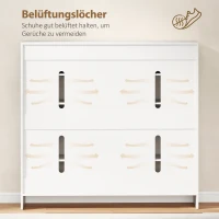 HOMCOM Schuhschrank mit 10 Regalen für 25-30 Schuh-Paare, Lüftungslöcher, Soft-Close-Türen, Holz, Weiß(m-7)