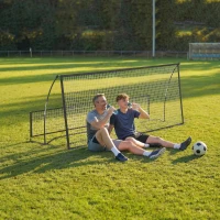 SPORTNOW Filet de Rebond de Football Portable 2-en-1, Double Face, avec Sac de Transport et Piquets de Sol, 200x94x122/52cm, Noir(m-8)