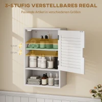 HOMCOM Badezimmerschrank Hängeschrank Wandschrank Badschrank mit 1 Tür, verstellbaren Ablagen 40 x 20 x 60 cm Weiß(m-5)