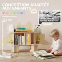 AIYAPLAY Bibliothèque enfant meuble de rangement pour jouets et livres 6 compartiments 120x28x72,2cm bois naturel(m-6)