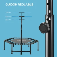 SPORTNOW Trampoline de fitness 114 cm, cordes élastiques, poignée réglable 3 positions, trampoline d'exercice silencieux, bleu(m-4)