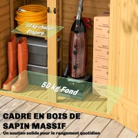 Outsunny Abri de Rangement en Bois, Cabane de Jardin avec 2 Étagères, Marron(m-6)