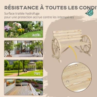 Outsunny Banc de Jardin banc 3 places en bois Style Rustique Chic accoudoirs Roues Charette Bois Sapin effet bois naturel(m-6)