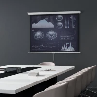 HOMCOM Écran de projection de 84 pouces, écran vidéoprojecteur, 4:3 4K HD, fixation mur ou plafond, 181l x 8P x 138H cm, blanc(m-10)