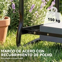 Outsunny Taburete de Jardín Plegable con Almohadilla de EVA Asiento de Jardín con Bolsa para Herramientas en Cintura Carga 150kg(m-6)