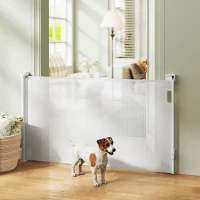 PawHut Barrière rétractable pour chien largeur 149 cm verrouillage automatique - blanc(m-9)