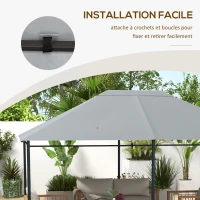 Outsunny Toile de remplacement pour pavillon tonnelle tissu polyester haute densité 180 g/m² anti-UV 3 x 4 m gris clair(m-6)