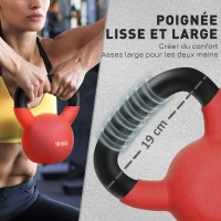 HOMCOM Kettlebell 10 kg en métal poids pour entraînements avec poignée antidérapante et fond plat 19x12x22cm rouge et noir(m-4)