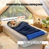Outsunny Saco-Cama para Adulto Leve e Compacto para 3 Estações Impermeável Portátil Tamanho Pequeno para Acampar Azul-Marinho(m-6)