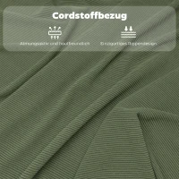 HOMCOM 4er-Set gepolsterte Klappstühle, Faltbare Stühle mit Cordbezug, Rückenlehne, Metallrahmen, Grün(m-7)